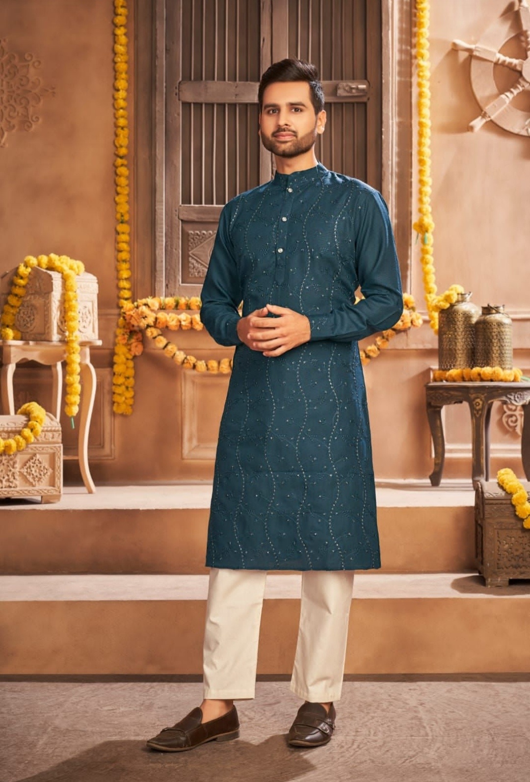 Indian Man Traditional Wear Kurta Pyjama Cloths Male Fashion Model Stock  Photo by ©stockimagefactory.com 313280676